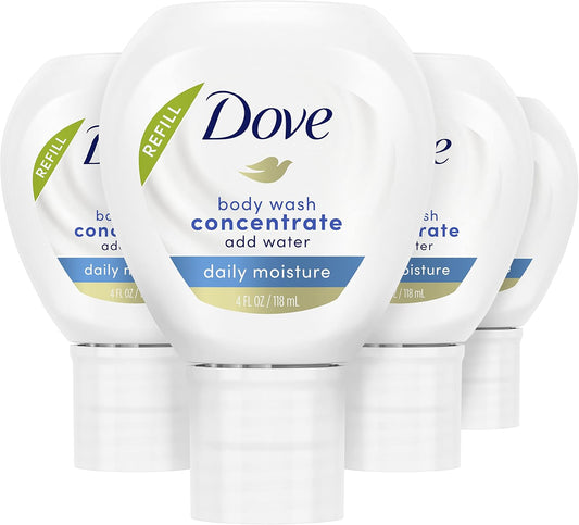 Dove Body Wash Concentrate Refill Shea & Warm Vanilla 4 pack for Instantly Soft Skin Refill for use reusable bottle 4 fl oz (makes 16 fl oz)