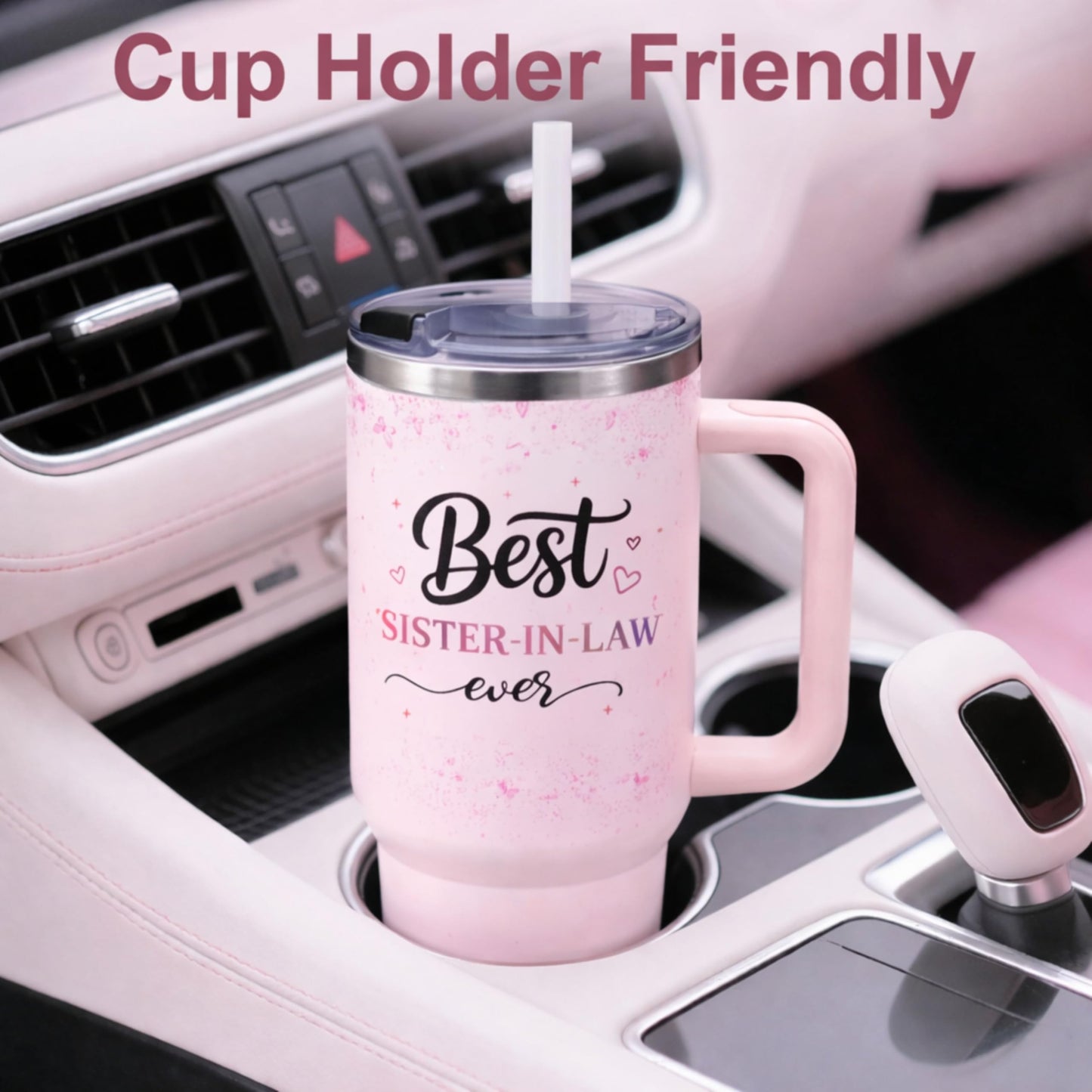 Sister in law Gifts, Best Sister-in-law Ever 40oz Tumbler with Handle Lid and Straw, Sisters in-Law Gift from Heart, Sisters in law Birthday Gifts, Christmas Wedding Gift Idea