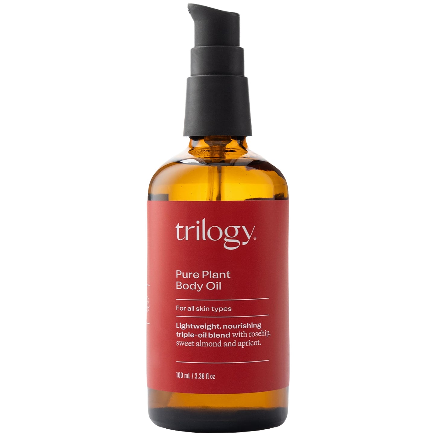 Trilogy Pure Plant Body Oil, Nourishing Rosehip Blend for Smooth Skin, 3.38 fl oz
