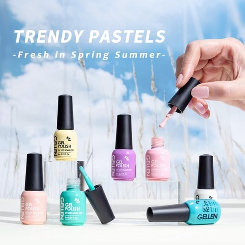 Gellen Gel Nail Polish Kit - 16PCS Pastel Dreamy Nail Polish Set With Top Base Coat, Spring Macaron Pink Blue Summer Gel Polish Soak Off UV Gel Manicure Salon Kit