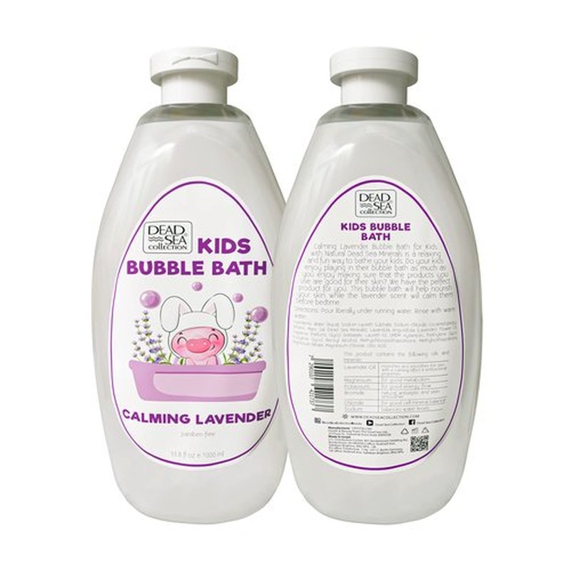 Dead Sea Collection Bubble Bath Kids with Lavender - Cleansing and Moisturizing Liquid Bubble Bath - Lavender Oil and Pure Dead Sea Minerals - Pack of 2 Large Bottles (67.6 fl.oz)