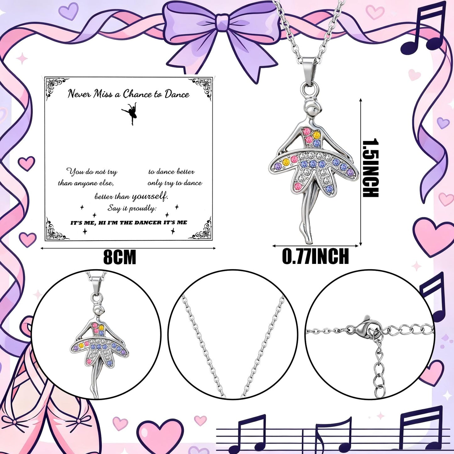 Liliaafar 24 Set Dance Recital Gifts Bulk Ballerina Gymnastic Soccer Necklace Graduation Gift for Dancer Gymnast Team Cheer Grad Party Goodie Bag Stuffer (Fresh)
