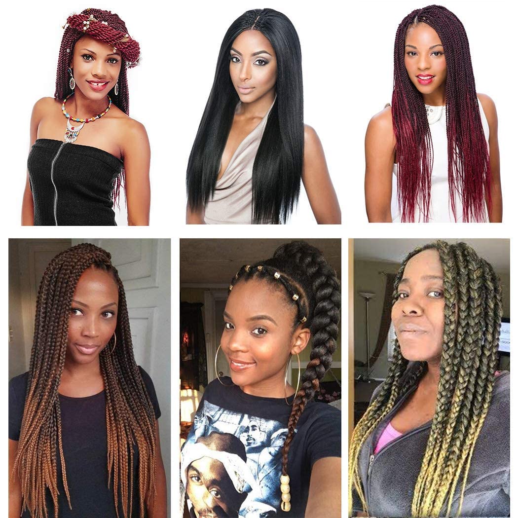 Pre Stretched Braiding Hair 8 Packs 20 Inch with Tinsel Hair Long Professional Hair for Crochet Twist Braids Itch Free Hot Water Setting Yaki Straight Synthetic Hair Extensions (#1B-Tinsel)