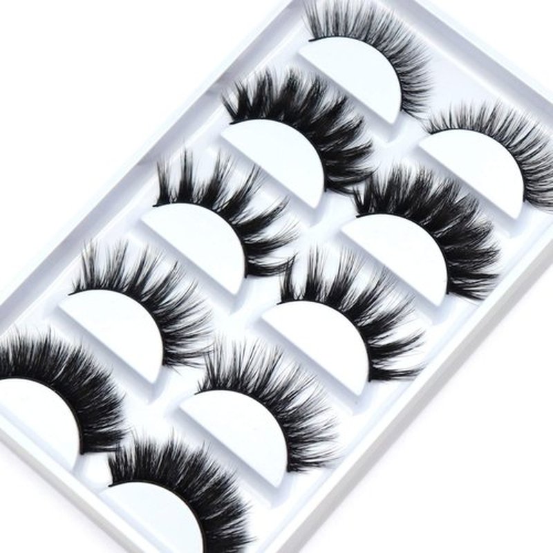 Veleasha Lashes 5D Faux Mink Lashes 100% Handmade Luxurious Fake Eyelashes Lightweight Fluffy False Eyelashes 5 Pairs Pack (Mixed)