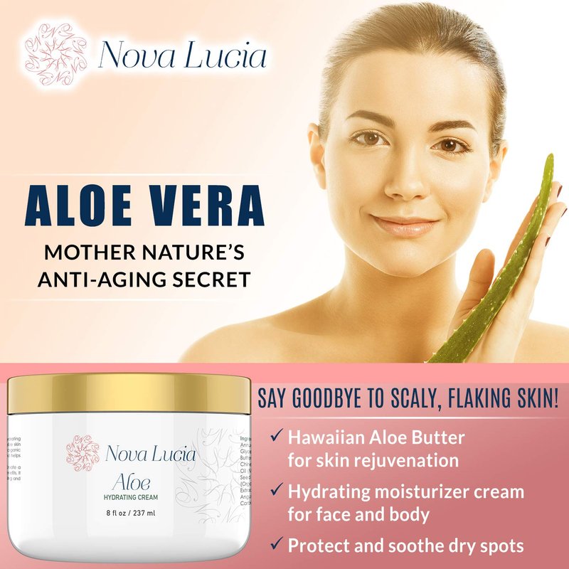 Aloe Vera Cream - Soothing Moisturizer for Dry & Sensitive Skin | Hydrating, Non-Greasy Face & Body Cream