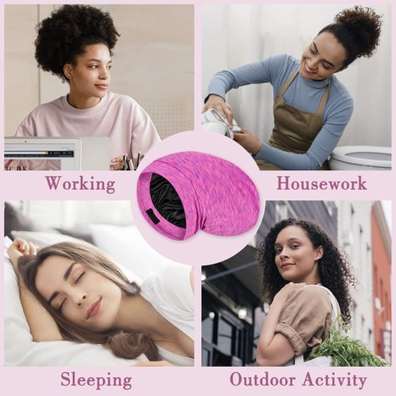LULUSILK Mulberry Silk Bonnet for Sleeping Women, Real Silk Sleep Cap for Curly Hair and Braids, Pure Silk Head Wrap with Scrunchies, Hot Pink