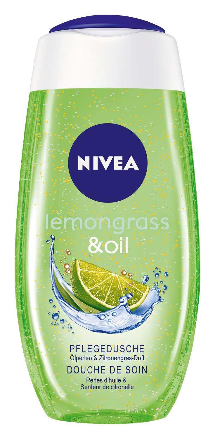 NIVEA Lemongrass & Oil Shower Gel for Daily Body Care with Hydrating Oil Pearls, Invigorating Lemongrass Scent and Gentle Foaming Formula, 500 ml (16.9 fl oz) — Refreshing Skin Cleanser