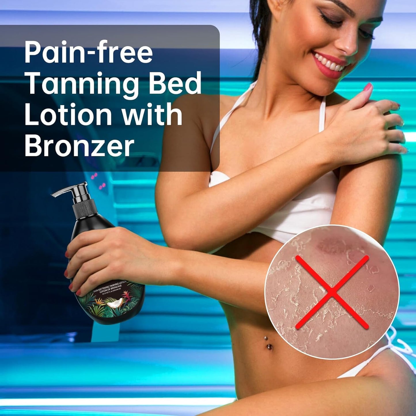 Tanning Bed Lotion, Instant Dark Tanning Lotion, Tanning Bed Lotion With Bronzer, Free of Cruelty, Gluten, Mineral Oil, Moisturizing Formula for All Skin Types,10.15oz