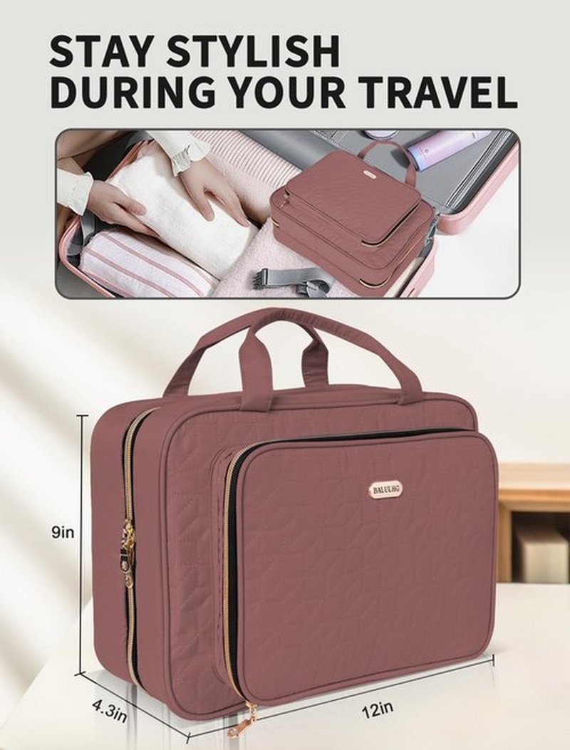BALULHG Travel Toiletry Bag for Women Large Capacity with Hook - Portable Cosmetic Case,Hanging Makeup Bag for Full Sized Toiletries，Travel Essentials for Business Trips and Camping