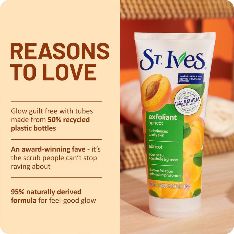 St. Ives Apricot Facial Scrub - Exfoliating Face Scrub for Oily Skin | 6 Oz