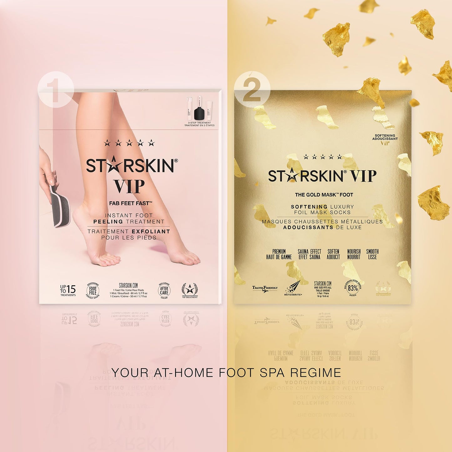 STARSKIN VIP Gold Mask Foot (1 Piece), Softening Foot Mask for all Skin Types, Korean Skin Care, Hydrating and Moisturizing with Shea Butter and Rose Oil