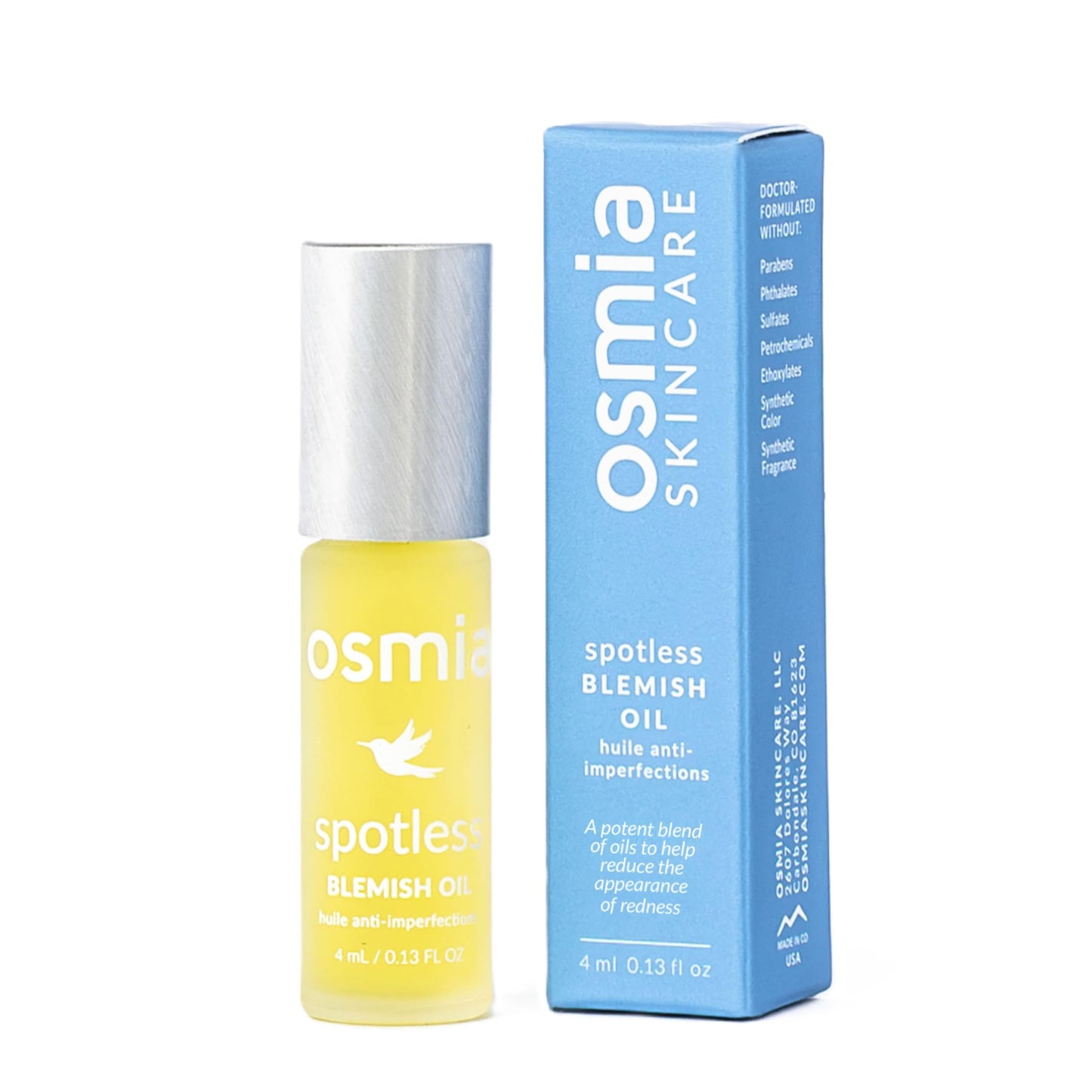 Osmia Skincare - Natural Spotless Blemish Facial Oil | Evening Primrose, Lavender, Cajeput, + Lemon Oils | Clarify, Cleanse | Clean Beauty For Healthy Skin (0.13 fl oz | 4 ml)