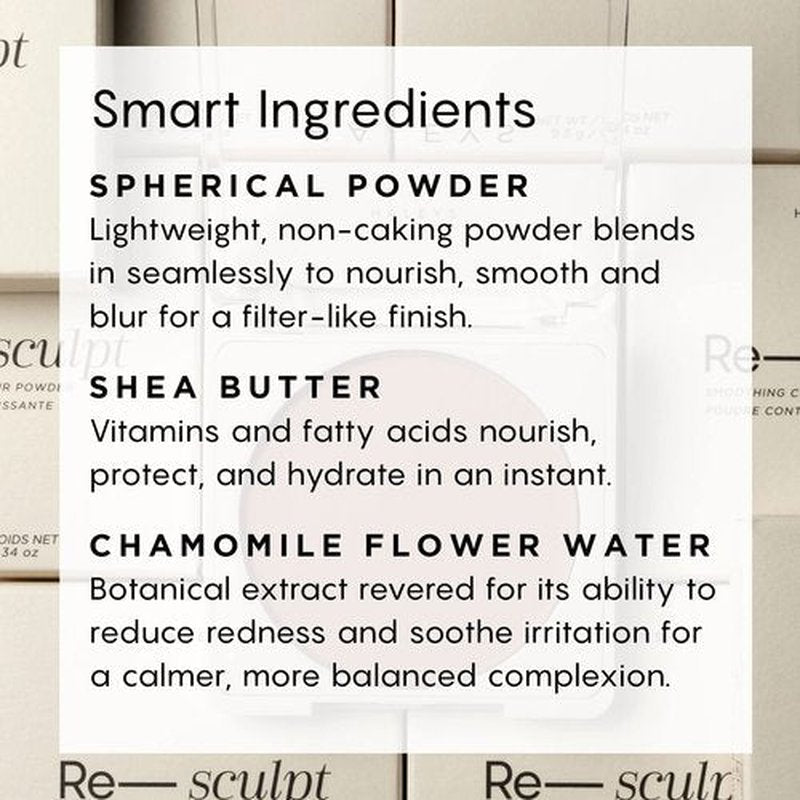 HALEYS Re-sculpt Smoothing Contour Powder (Medium) Lightweight, Non-Caking, Nourishing & Skin-Softening, Infused with Shea Butter & Chamomile Flower Water to Soothe Skin