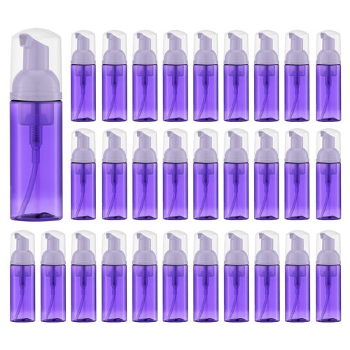 Tekson 30PCS Soap Foam Bottle (2 oz), Empty Travel Foaming Lash Shampoo for Cleanser, Dispenser (Purple)