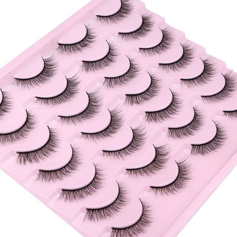 Natural Lashes 10mm Wispy False Eyelashes Natural Look Faux Mink Wispies Eyelashes Fluffy Strip Lashes Pack by Kiromiro