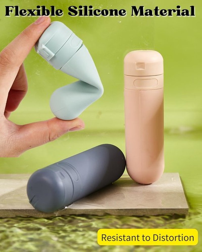 UULANFA Silicone Travel Bottle Set Refillable Travel Accessories Leak Proof Travel Tubes Portable Cosmetic Shampoo Lotion Containers 3 Pieces of Silicone Bottles (WhiteGrayBlue)