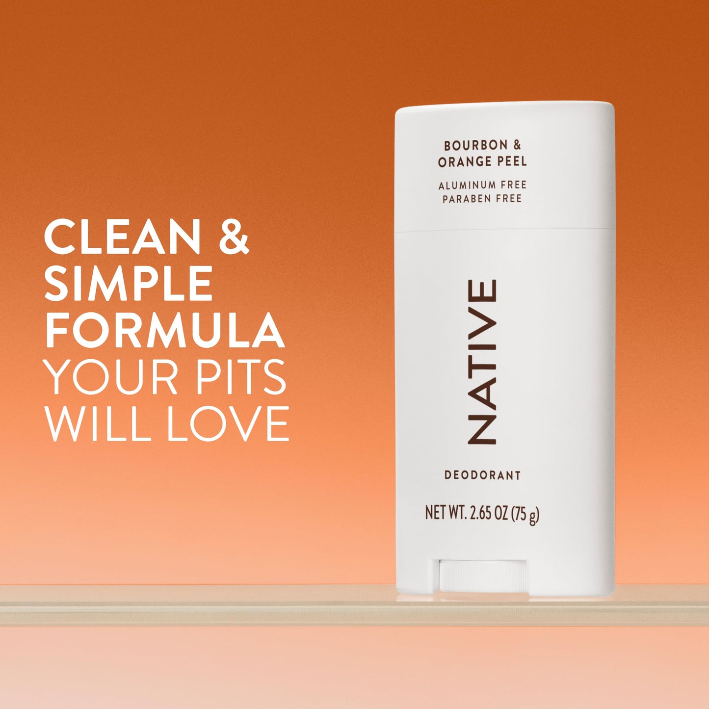 Native Deodorant Contains Naturally Derived Ingredients, 72 Hour Odor Control, Deodorant for Women and Men, Aluminum Free, Bourbon & Orange Peel 2.65oz