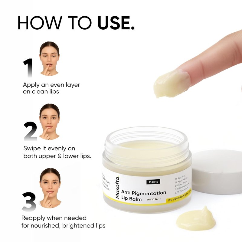 Shea Butter Lip Balm with Kojic Acid & Alpha Arbutin - Smooth, Hydrated Lips | SPF 30, 0.52 oz