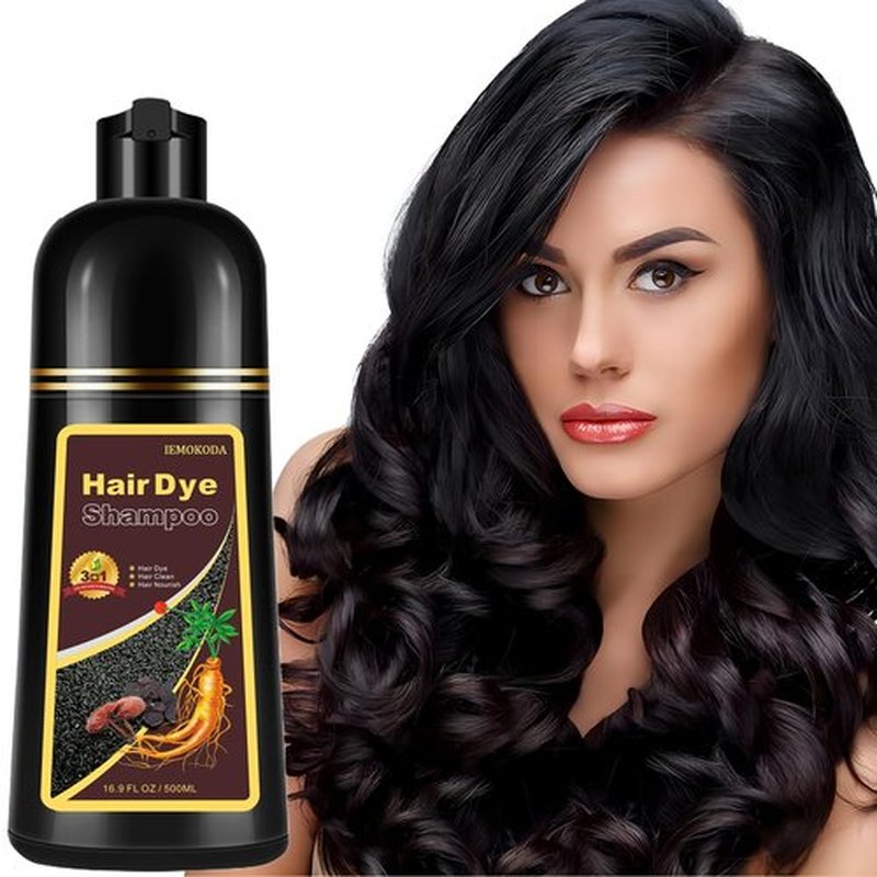 Black Hair Dye Shampoo 3 in 1 for Gray Hair Coverage - Instant Shampoo Para Pintar el Cabello for Women Men, Herbal Black Hair Color Shampoo Easy to Use & Long Lasting Champu Para Canas 16.90 oz