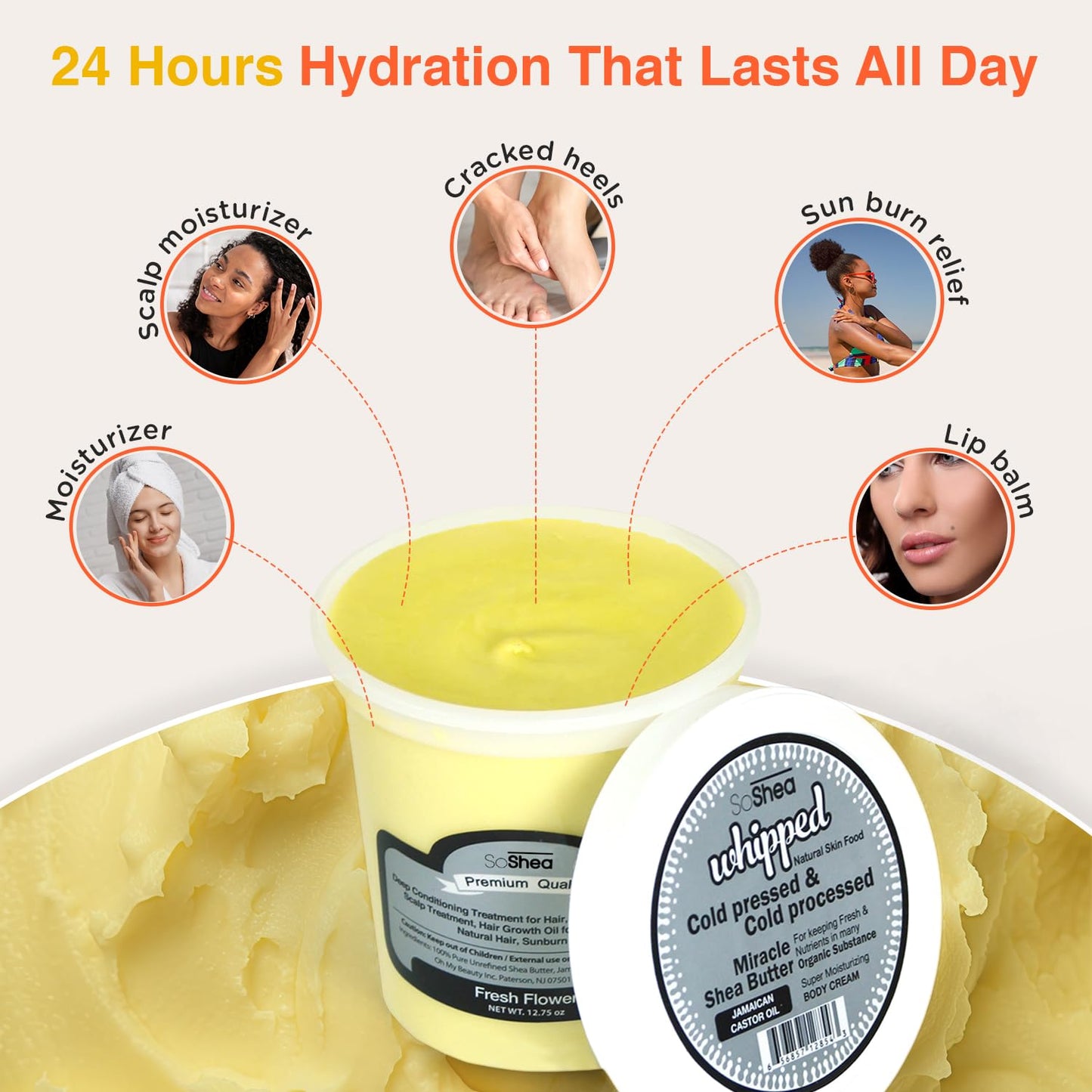 Whipped Shea Butter Fresh Flower - Nourishes, Moisturizes & Renews | 100% African Pure Shea Butter | Cold-Pressed & Cold-Processed | No Dyes & Parabens | Vegan | 11.50oz / 326g