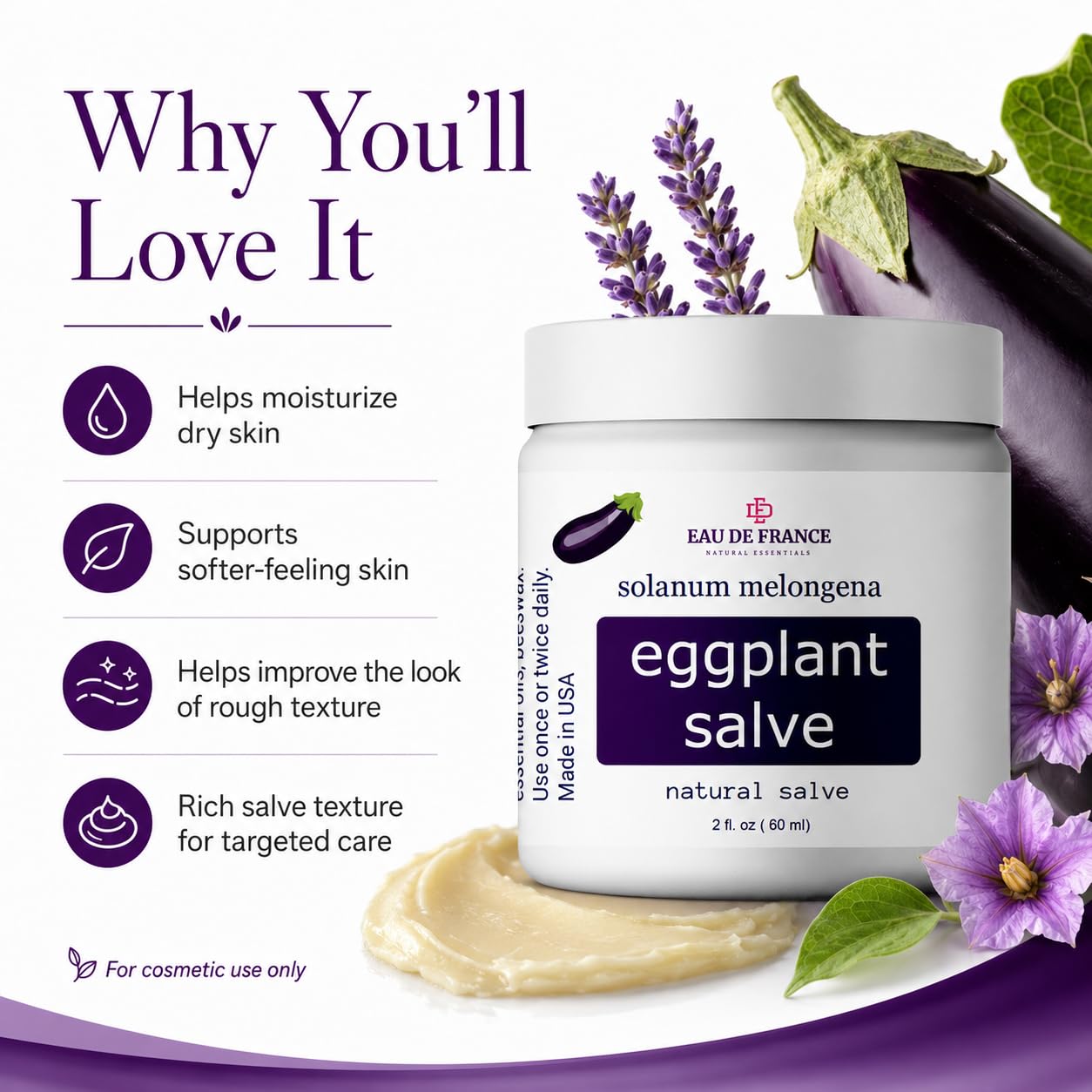 Eggplant Salve Skin Moisturizing Balm for Dry, Rough & Uneven Skin