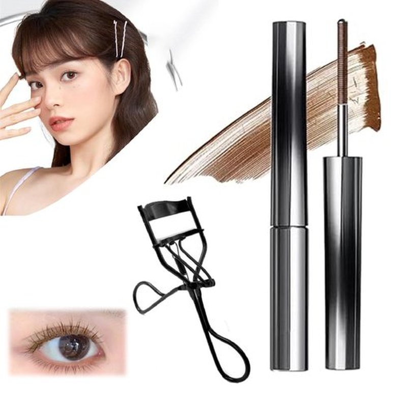Chromamascara Mascara - Chromamascara, Chromamascara Waterproof, Chromamascara Beautiful, Washable Metal Rod Mascara, 3D Curling Eyelash Iron Extensions Mascara, Waterproof, Long Lasting (Brown, 1)