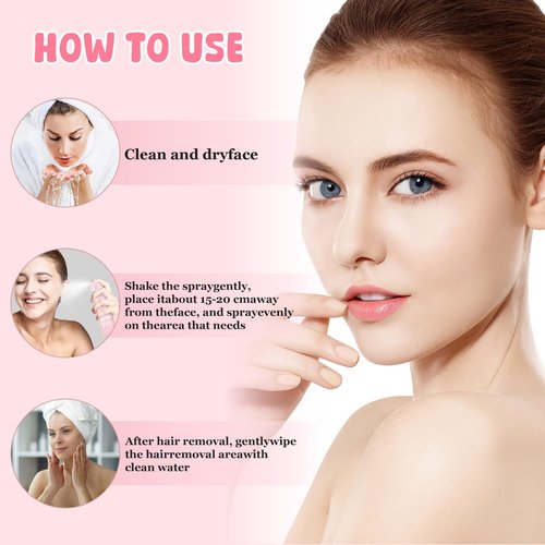 NILUTO Hair Identifier Spray for Face Shaving, Moisturizing and Skin Care Dermaplaner Spray,Skin Body Face Hair Identifier Spray Comfortable Face Shaving Powder Spray