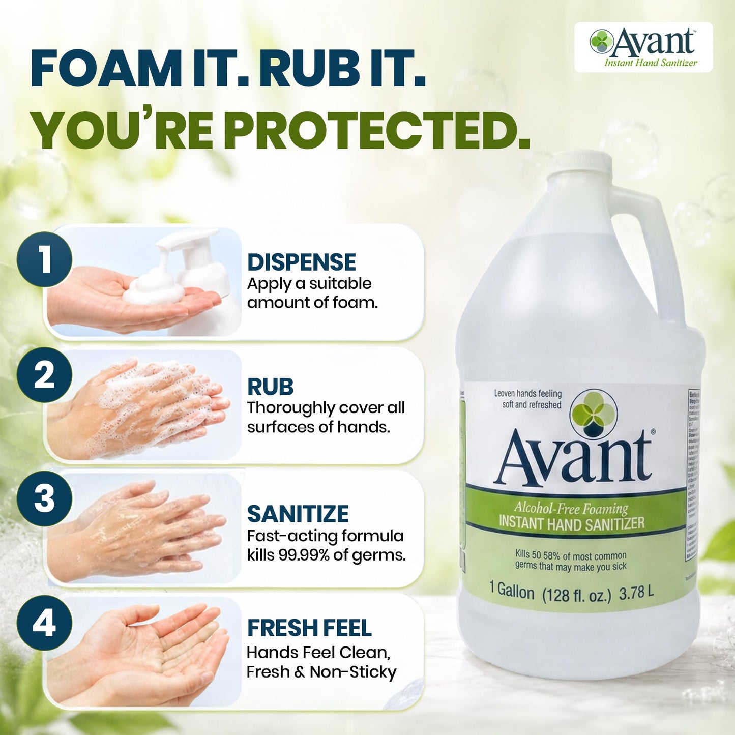 Avant® Alcohol-Free Foaming Hand Sanitizer, 1 Gallon refill