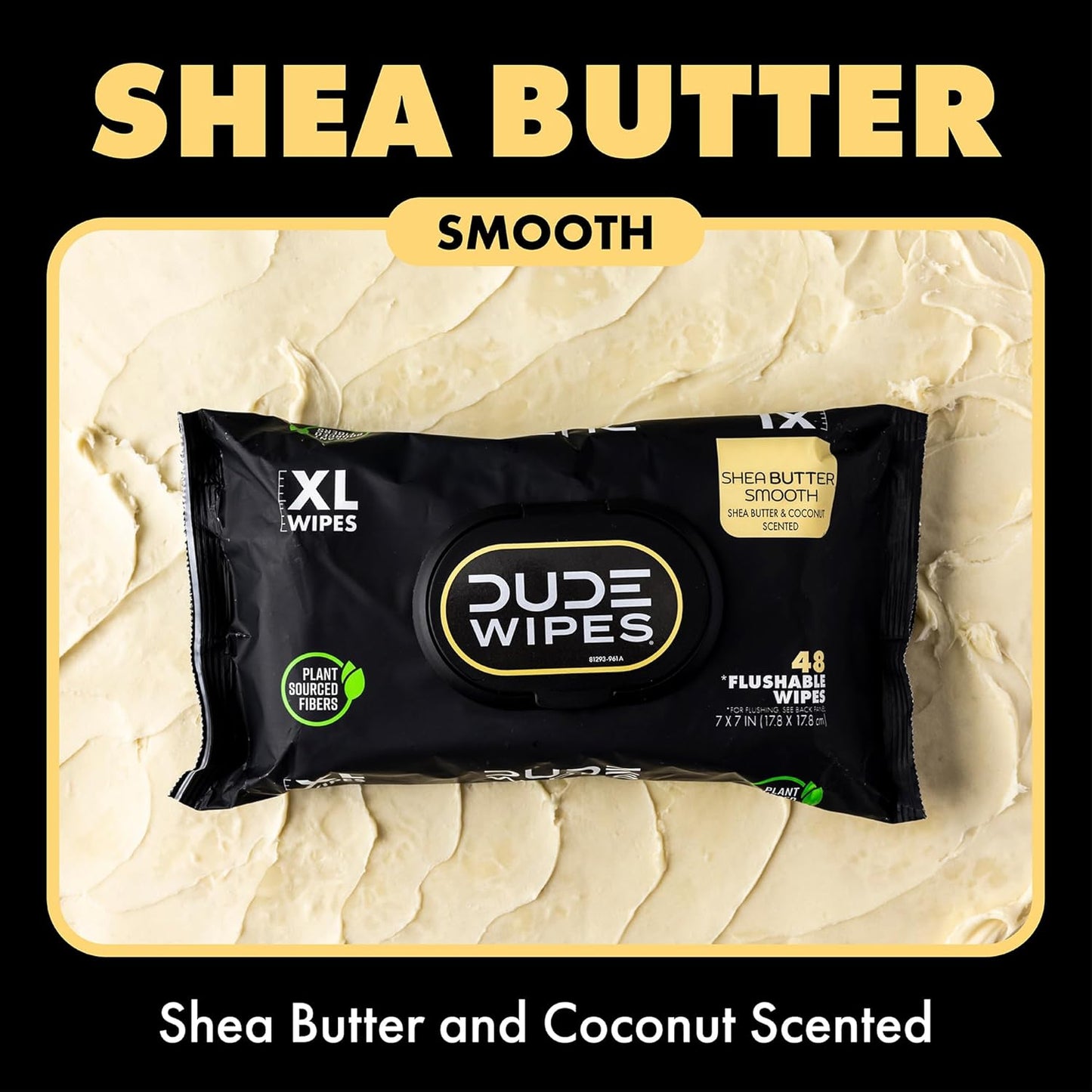 Dude Wipes Extra-Large Flushable Wipes | Shea Butter, Coconut Oil & Aloe - 6 Pack (288 Count)