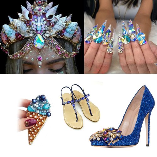 Dongzhou K9 Glass Crystal AB Nail Rhinestones Pointed Back Crystals Mix Sizes Gems Stones Decorations Set for Nail Art Clothing Jewelry Shoes Bags, Especially for Nails Design