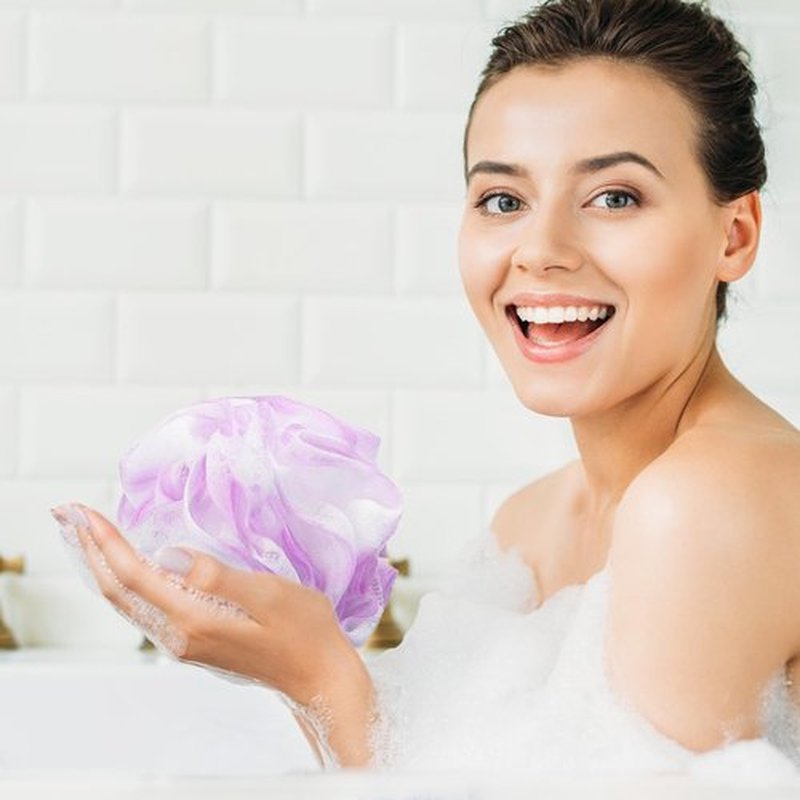 Tbestmax 4 Pack Bath Sponge Pouf Shower Loofah Body Scrubber Exfoliator, 60g/Piece - 4 Colors