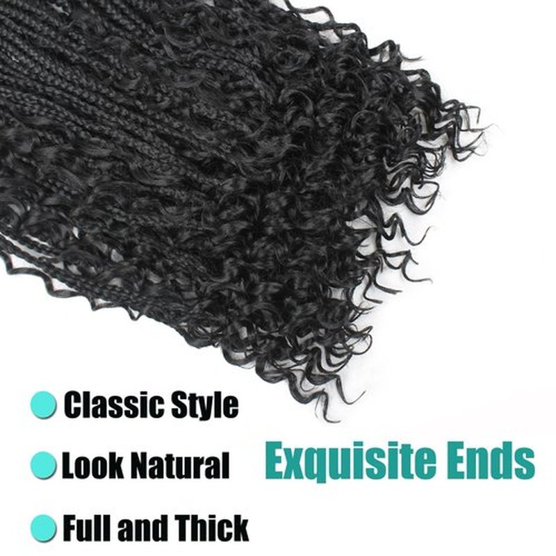 9 Pack Boho Box Braids Crochet Hair - 18 Inch Pre-looped Goddess Box Braids Crochet Hair Bohemian Crochet Boho Crochet Braids With Curly Ends Synthetic Crochet Hair For Women（18 Inch,2#)