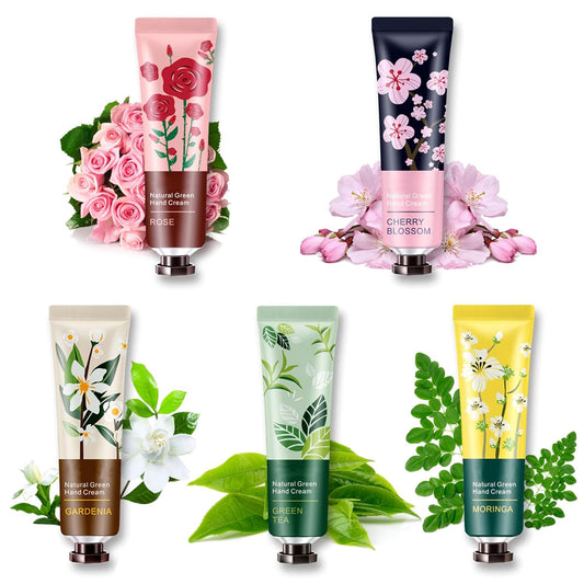 Hand Cream Set - 5 Pack Moisturizing Lotion for Chapped Hands | Natural Botanical Fragrance, Travel Size 30ml (Floral)