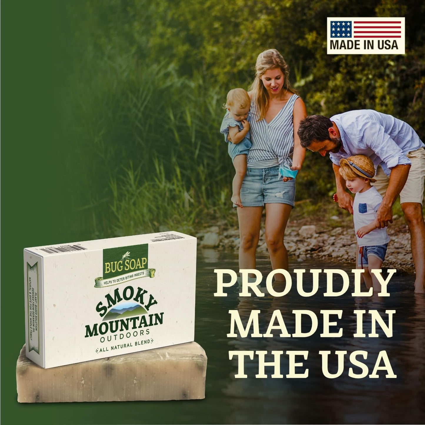CoreTex Smoky Mountain DEET Free Bug Repellent Soap - 3oz USA-Made Anti-Mosquito Soap Bar with Citronella Java Oil - Plant Based, Natural Bug Repellent Providing Defense Against Biting Insects
