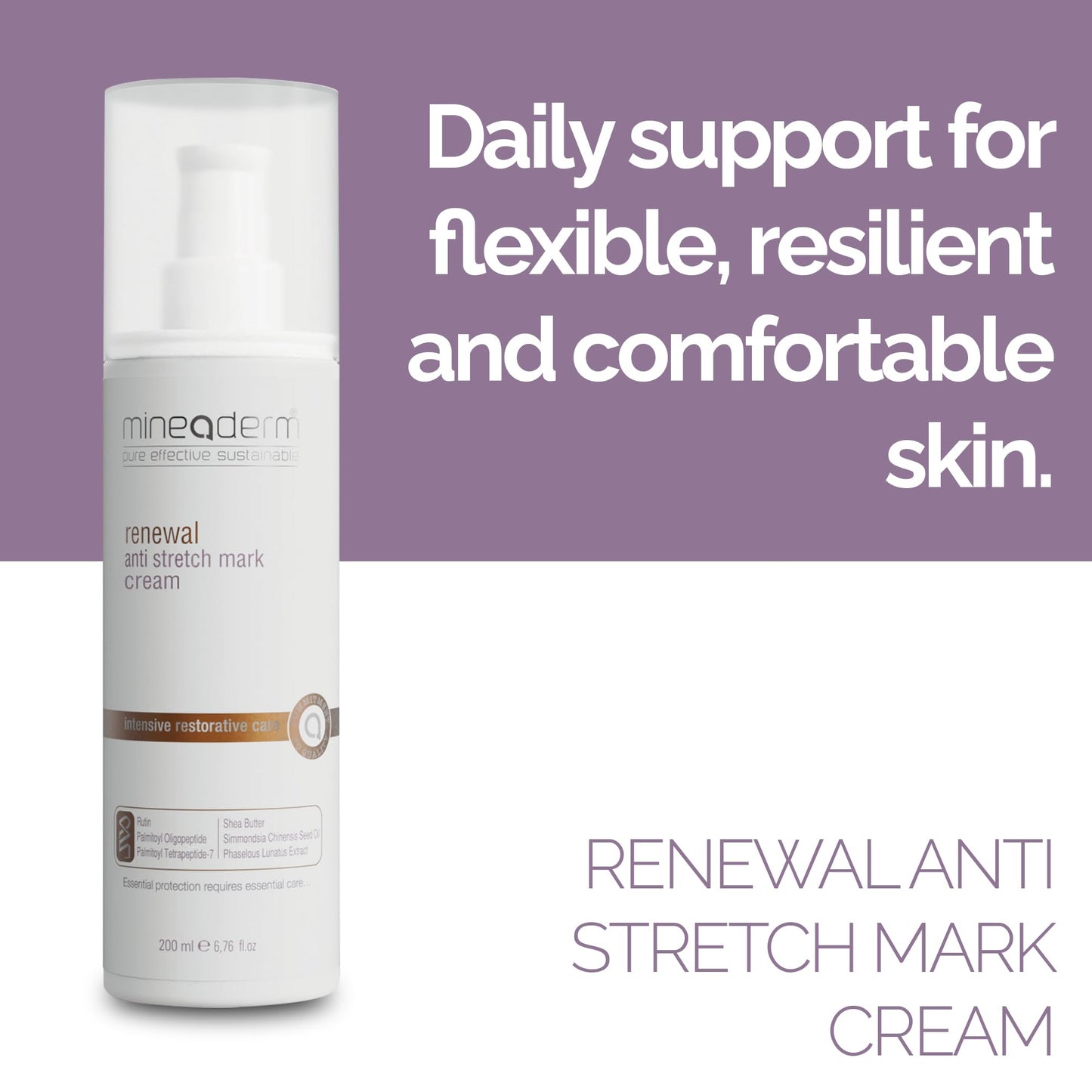 Mineaderm Anti-Stretch Mark Body Cream – Skin Firming & Smoothing Formula with Peptides, Shea Butter & Botanical Extracts – Hydrating Body Moisturizer for All Skin Types – 150 ml