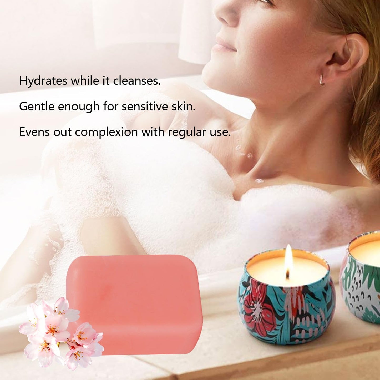Vawolecy Sakura Soap for Face and Body, Cherry Blossom Soap Bar, Cleaing, Softening, Evening Skin Tone