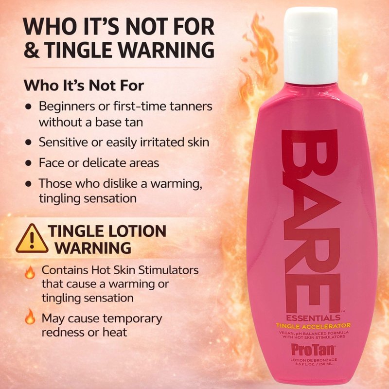 Pro Tan BARE Essentials Tingle Accelerator Tanning Lotion 8.5 fl oz – Vegan DHA, Bakuchiol, Aloe, Coconut Oil, Jojoba & Vitamins B C E – Indoor Outdoor Tan Enhancer, Paraben Free