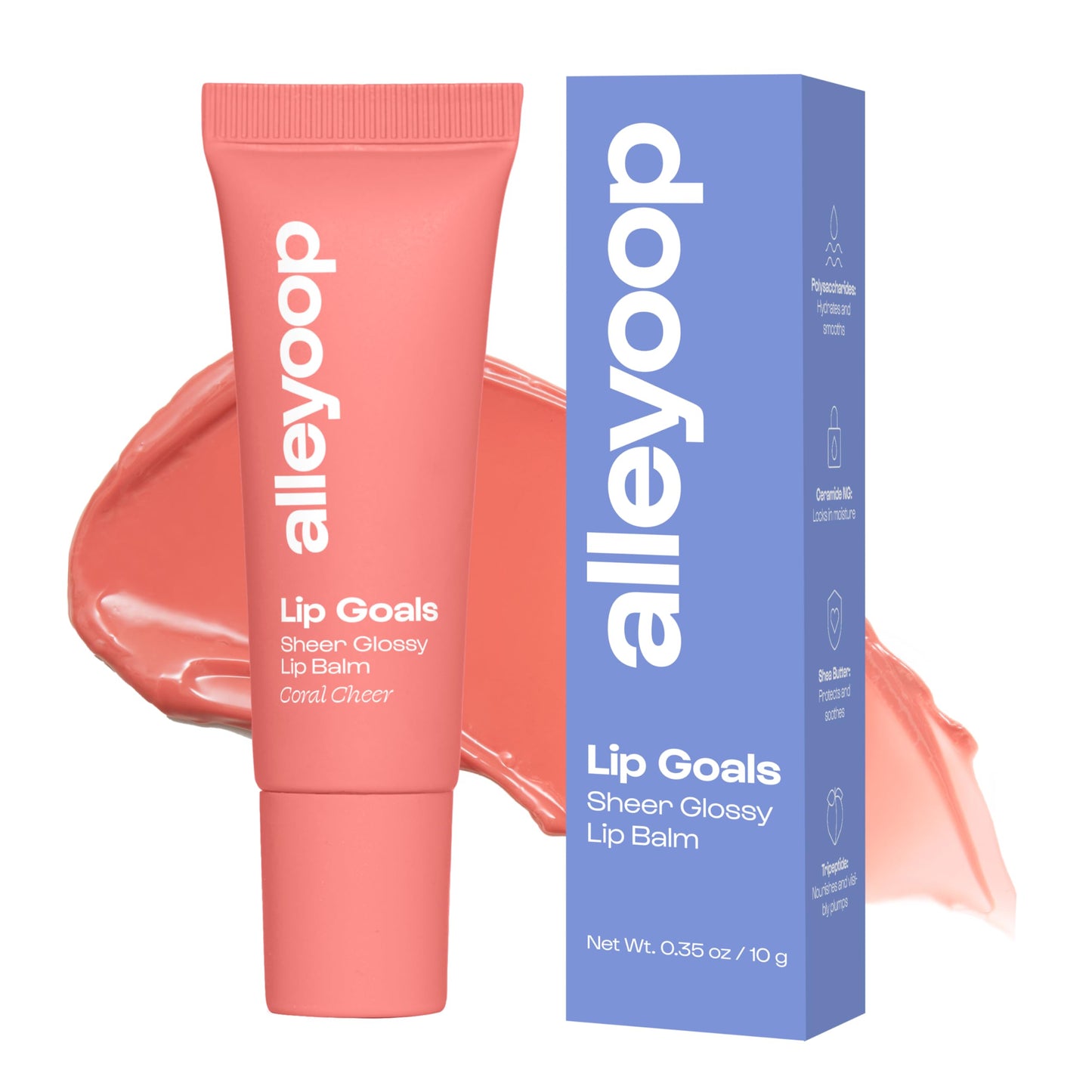 Alleyoop Lip Goals – Moisturizing Lip Balm for Women, Hydrating Lip Care for Dry Lips with Clean Vegan Ingredients, Everyday Treatment for Smooth, Soft, Nourished Lips, Sheer Bare Pink
