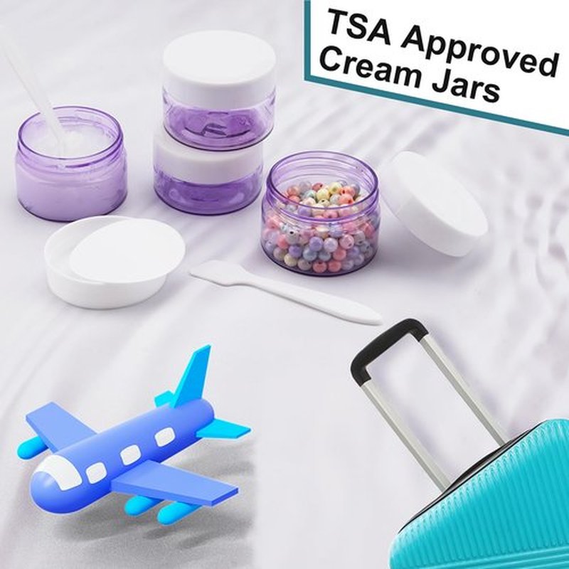 Cosywell Travel Size Containers for Toiletries Leak Proof Plastic Travel Jars for Creams 1 Oz 4 Pack TSA Approved Trave Bottles Refillable Cosmetic Containers for Lotion Makeup Cosmetics (Purple)