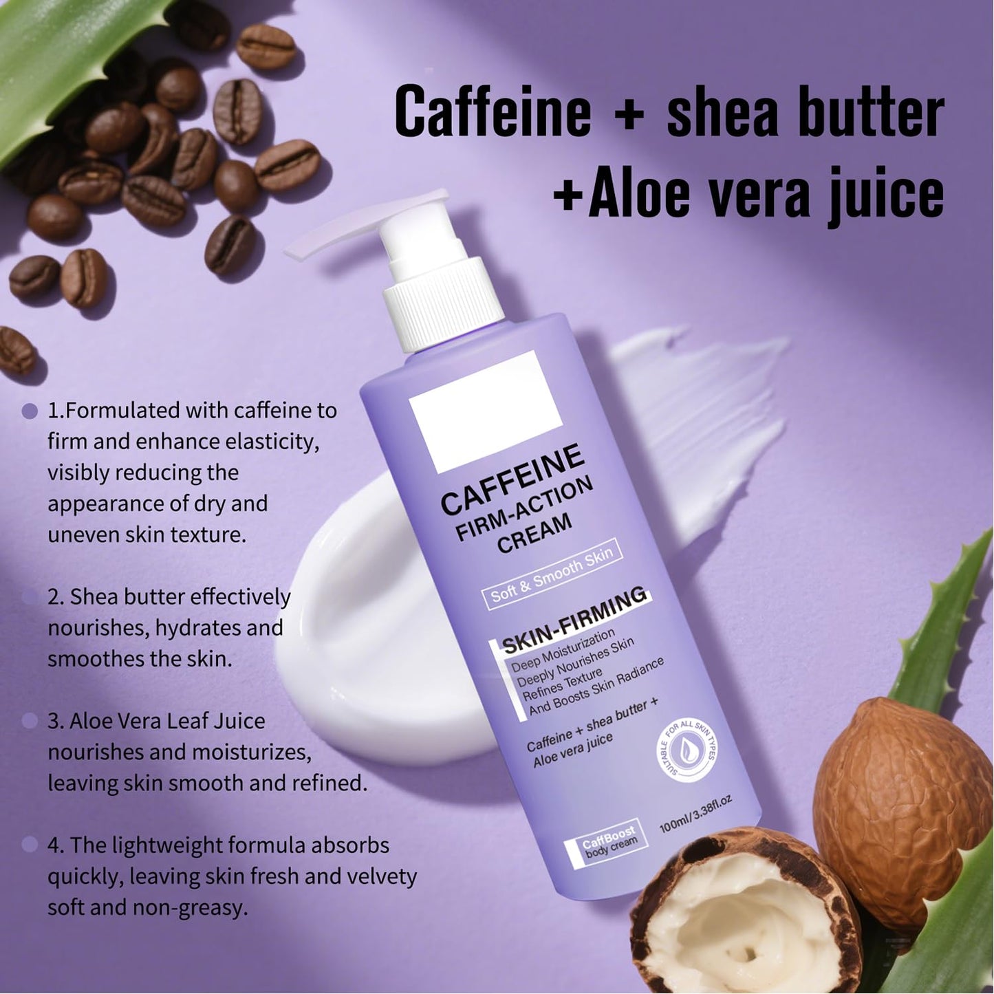 Zgxhga Caffeine Skin Tighten Body Cream | Belly Firming Firming Cream | Caffeine Infused Cream Moisturizer & Body Cream For Women, Stomach, Legs, for Younger Looking Skin