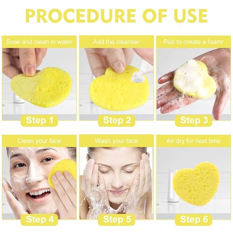 100-Count Compressed Facial Sponges for Estheticians Heart Shape Natural Cellulose Sponge Professional Cosmetic Spa Sponges for Face Cleansing, Massage, Pore Exfoliating, Mask, Makeup Removal, Mixed