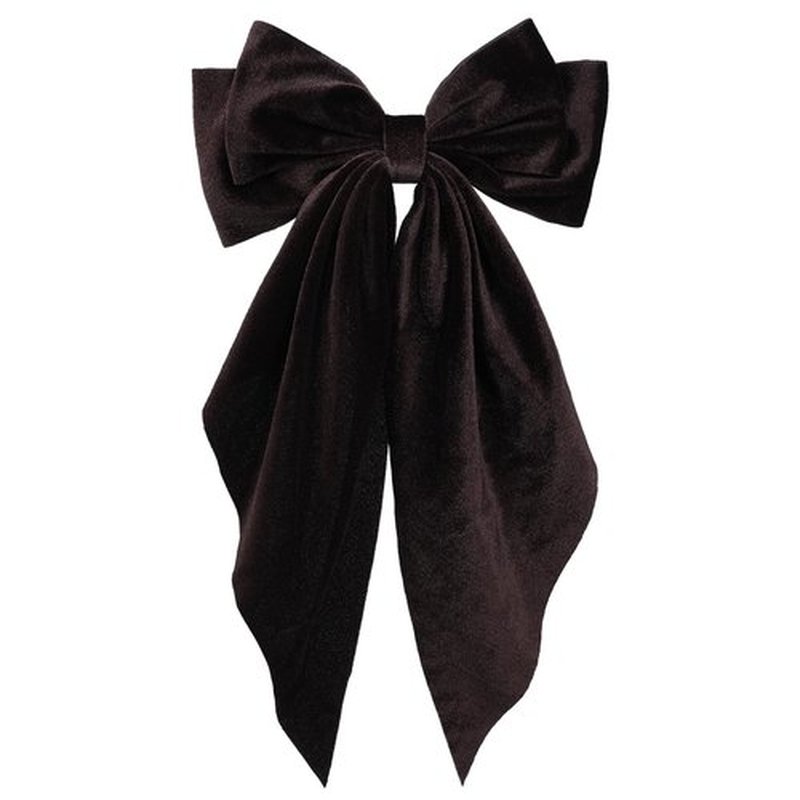 Fall Brown Velvet ribbon Hair Bow Barrettes for Women Girls Thick Hair Big Velvet Hair Bow Clips with Long Tail Her Winter outfit Dress Decoration Accessories