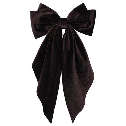 Fall Brown Velvet ribbon Hair Bow Barrettes for Women Girls Thick Hair Big Velvet Hair Bow Clips with Long Tail Her Winter outfit Dress Decoration Accessories