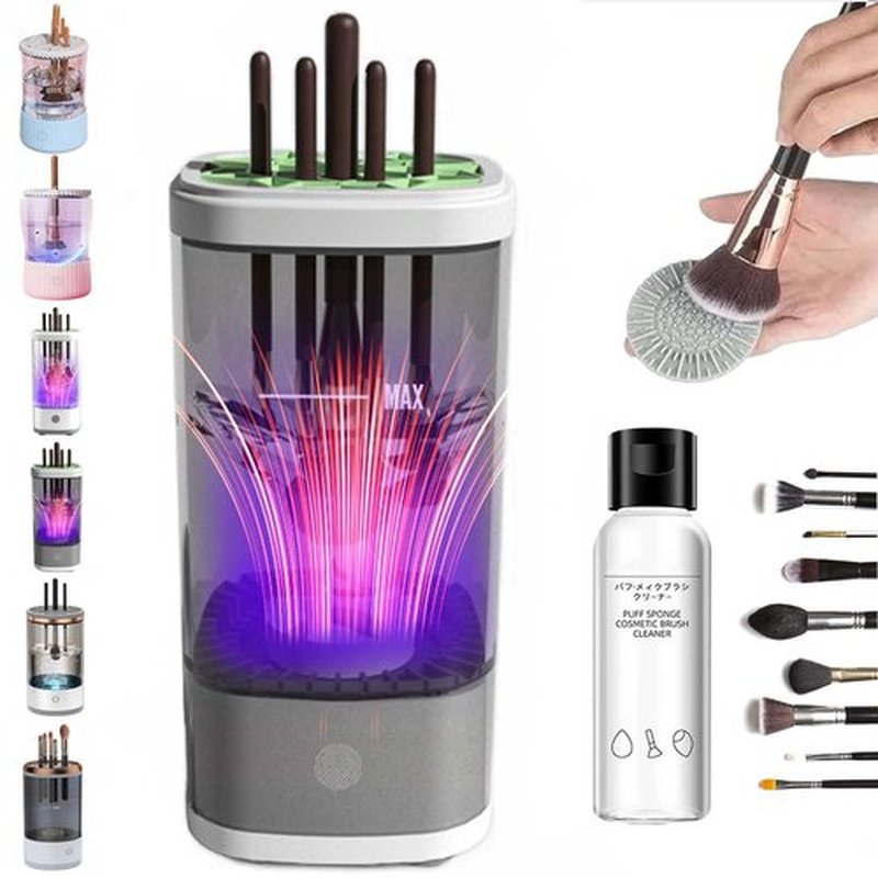 Beautyswirl - Cosmetic Brush Cleaner, The Cozy Luna Brush Cleaner, Multicolor Makeup Brush Cleaner Usb Rechargeable Automatic Deep Cosmetic Cleaning Device (Plug-in,New Black)