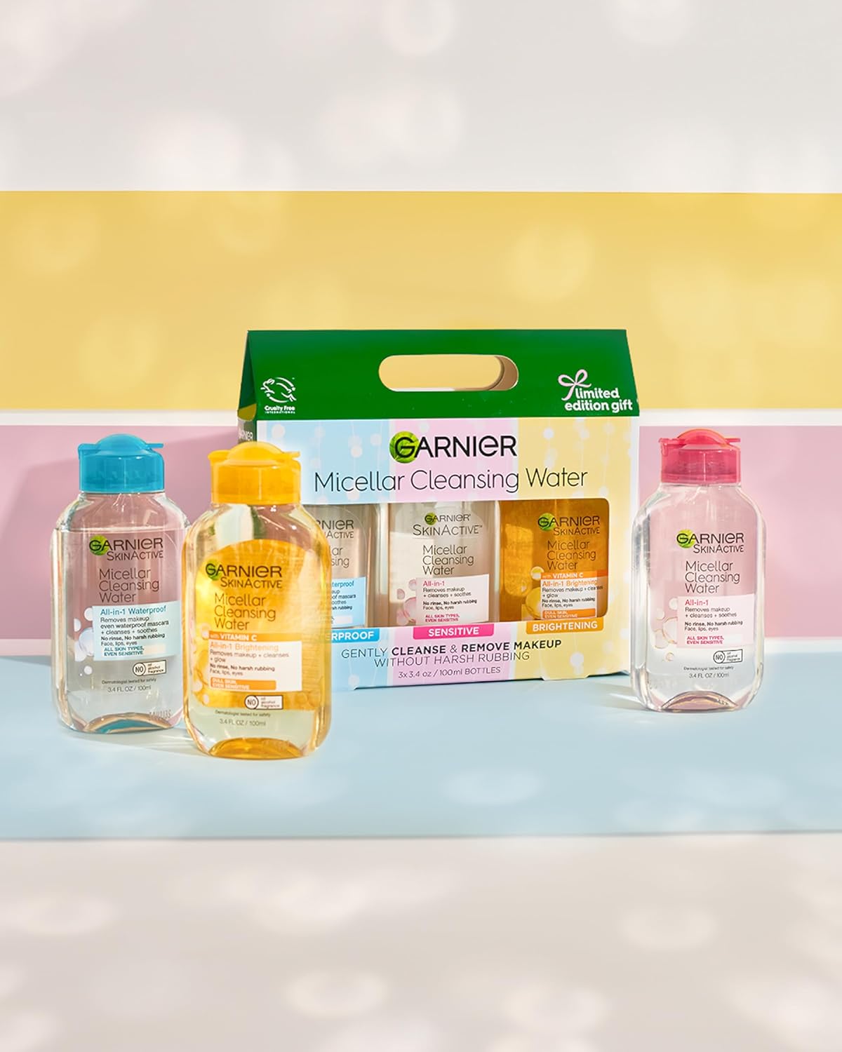 Garnier SkinActive Micellar Water Mini 3-Pack - Facial Cleanser & Makeup Remover Gift Set
