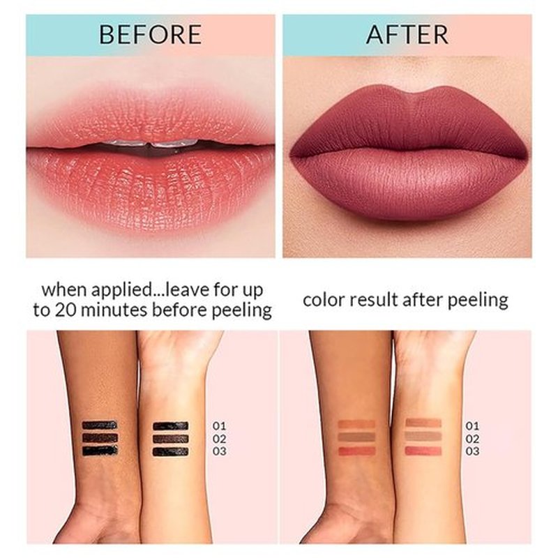 Timbersonic Lip Stain, Lip Stain Peel, Peel off Lip Stain, Peel Off Lip Liner Stain, Lip Stain Nude, Long Lasting Lip Stain Peel Off Waterproof (03)