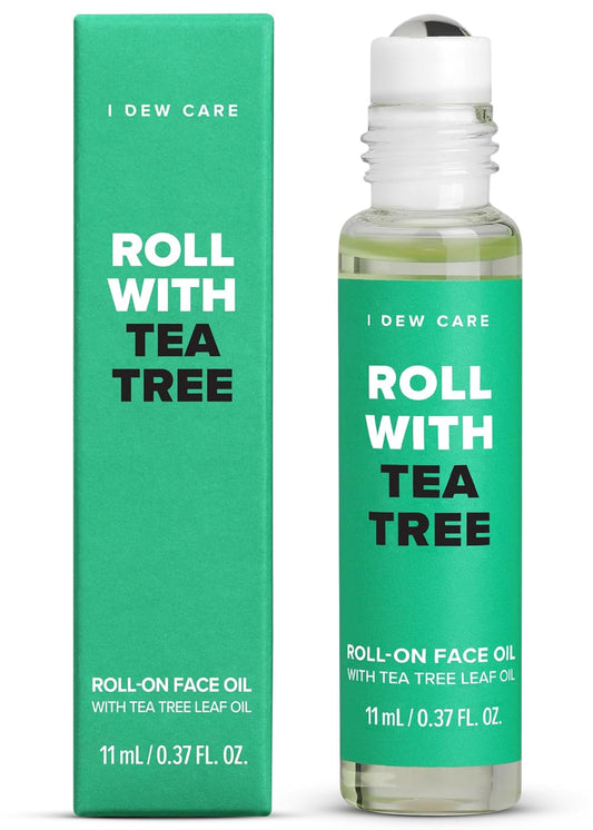 I DEW CARE Roll-On Face Oil - Tea Tree Spot Treatment for Acne & Blemishes | Hydrating Serum, 0.37 FL Oz