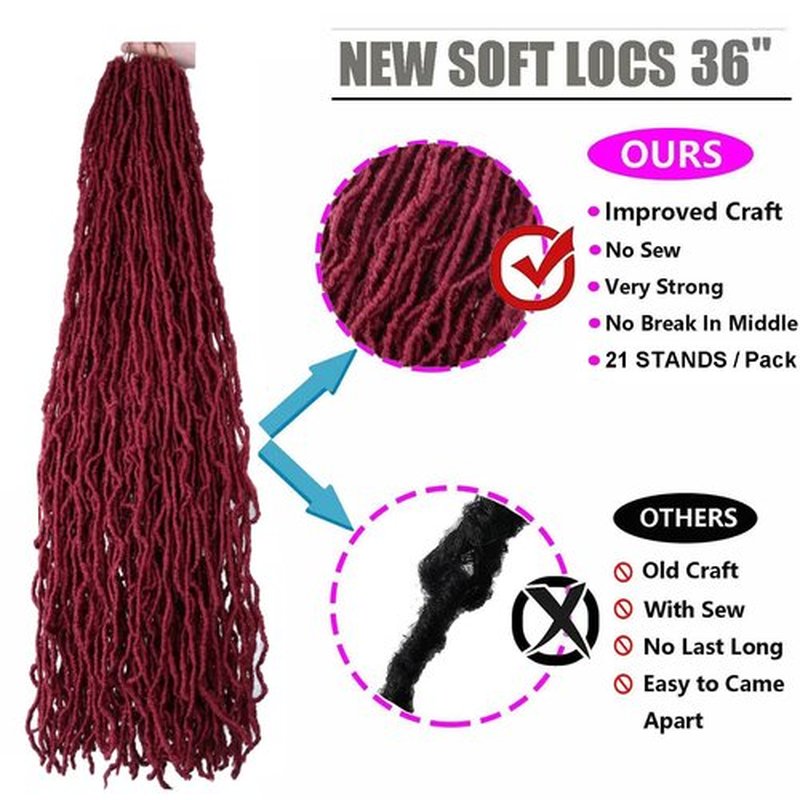 6 Packs Soft Locs Crochet Hair Pre Looped 36 Inch Super Long Faux Locs Crochet Braids Goddess Locs Dreadlocs Synthetic Hair For Black Women (118#, 36 Inch 6Pack)
