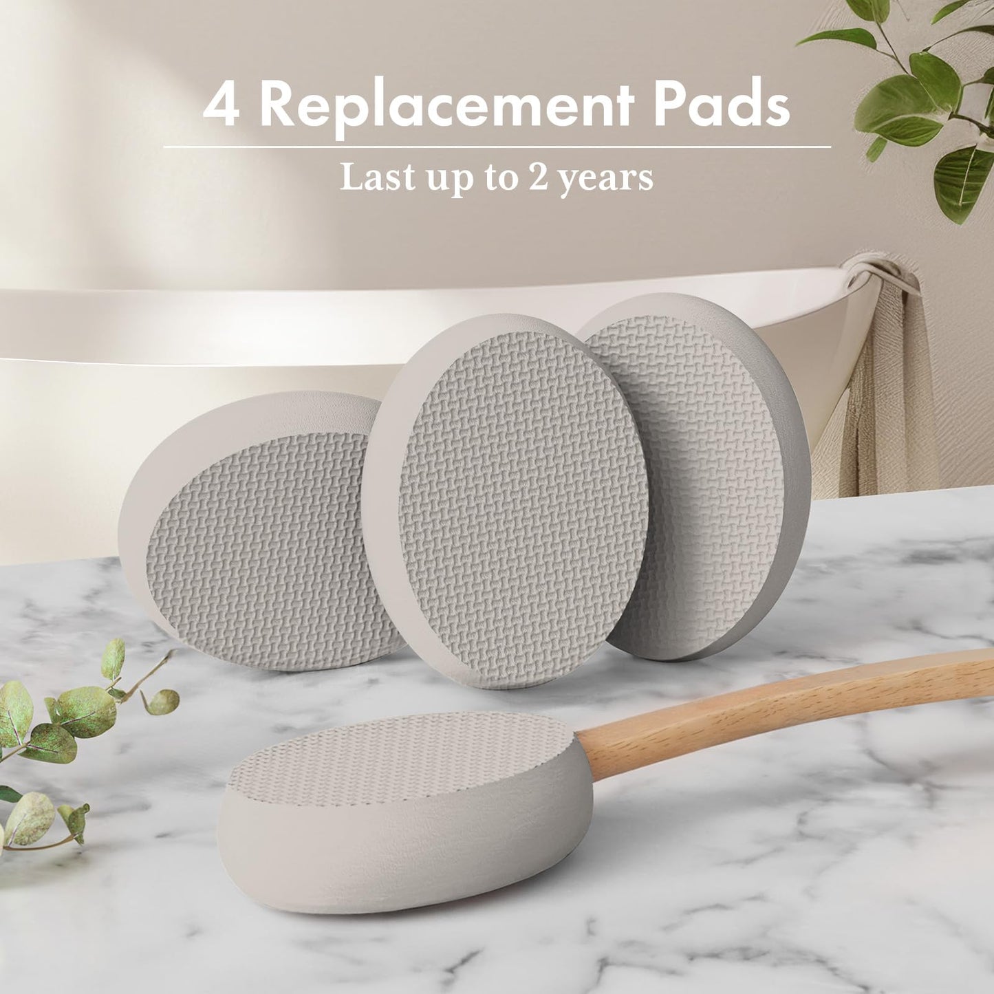 AmazerBath Lotion Applicator for Back, Feet, 4 Replaceable Pads with Long Handle, Back Sunscreen Applicator for Elderly, Women, Apply Cream Medicine Skin Cream Moisturizer Sunscreen Tanner, Gray