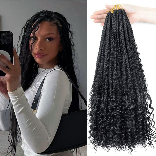LMZIM Bohemian Box Braids Crochet Hair- 20 Inch Curly Ends,8 Packs Goddess Box Braids Crochet Hair,Boho Crochet Box Braids Synthetic Braiding Hair Extensions for Black Women